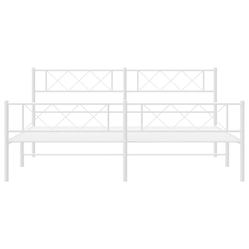 Metal Bed Frame without Mattress with Footboard White 183x203 cm King Price