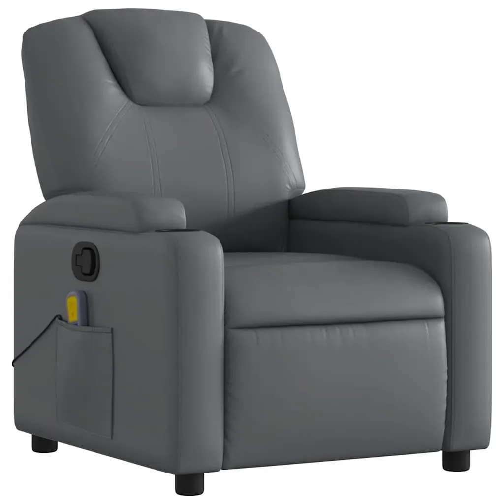 Massage Recliner Chair Grey Faux Leather Price