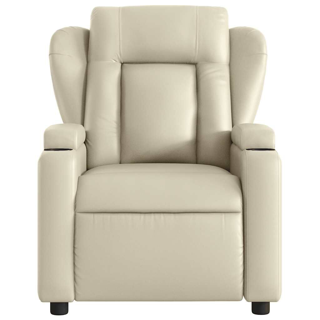 Massage Recliner Chair Cream Faux Leather Price