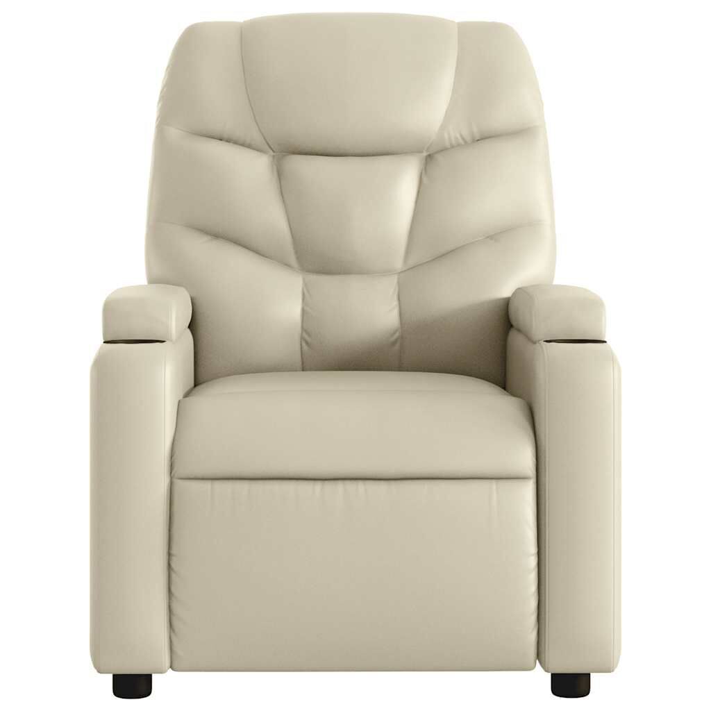 Massage Recliner Chair Cream Faux Leather Price