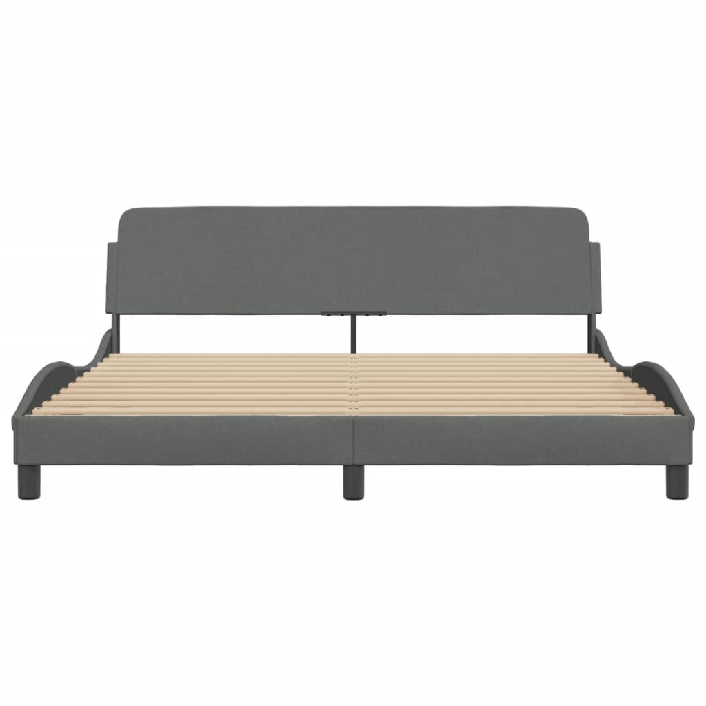 Bed Frame without Mattress Dark Grey 183x203 cm King Fabric Price
