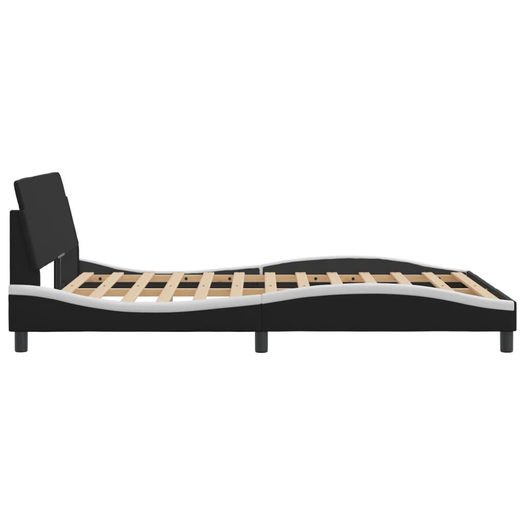 Bed Frame without Mattress Black and White 137x187 cm Double Faux Leather Price