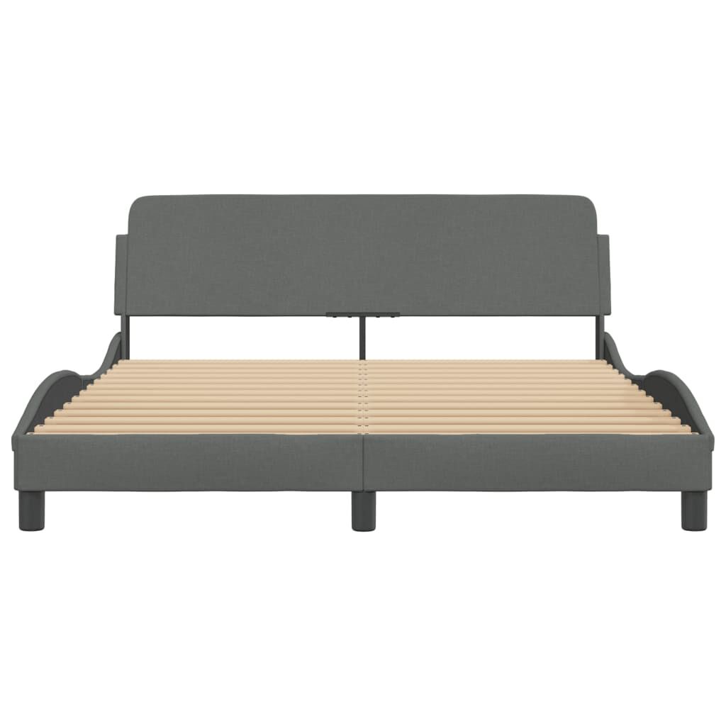 Bed Frame without Mattress Dark Grey 152x203 cm Queen Fabric Price