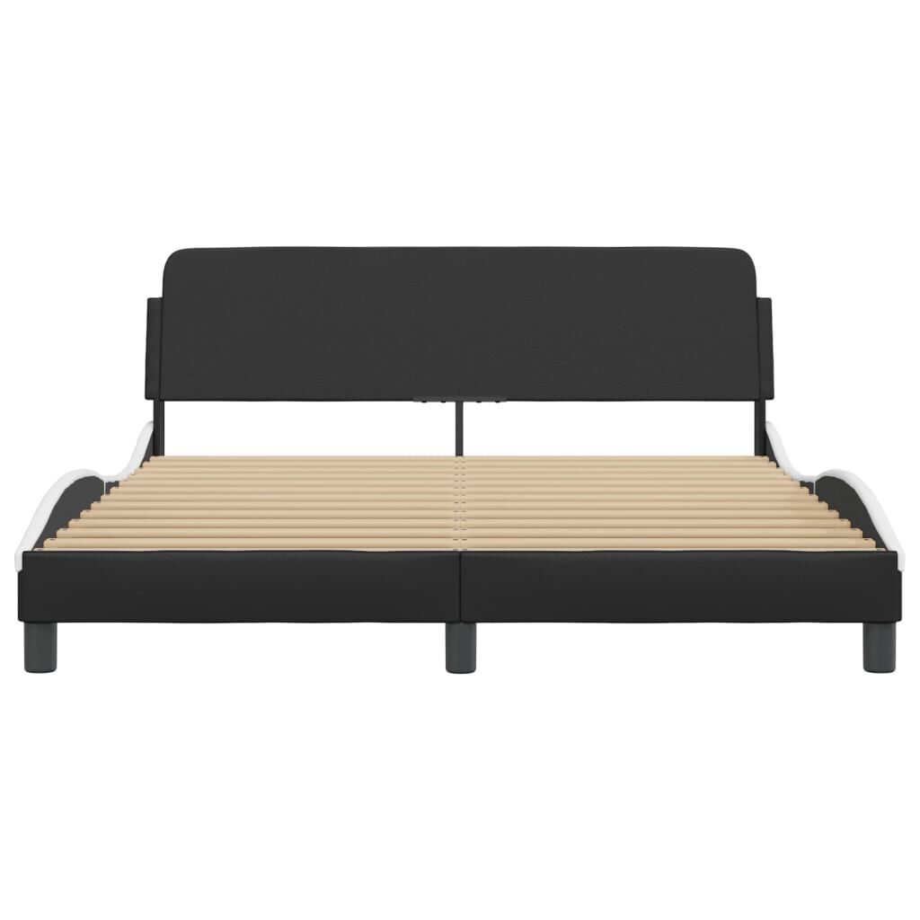 Bed Frame without Mattress Black and White 152x203 cm Queen Faux Leather Price