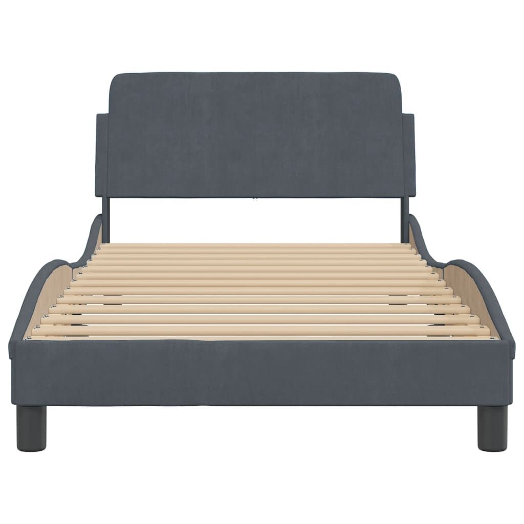 Bed Frame without Mattress Dark Grey 107x203 cm King Single Velvet Price