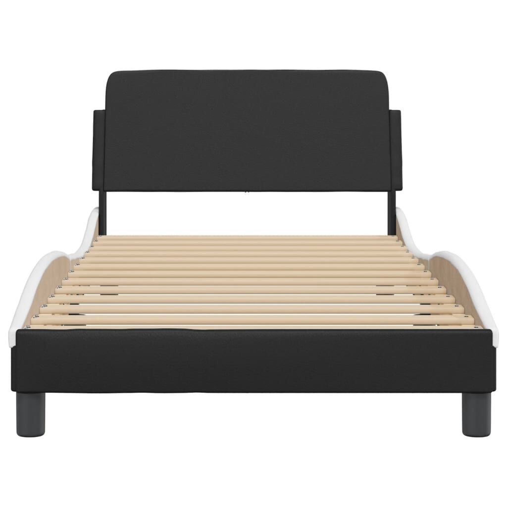 Bed Frame without Mattress Black and White 107x203 cm King Single Faux Leather Price
