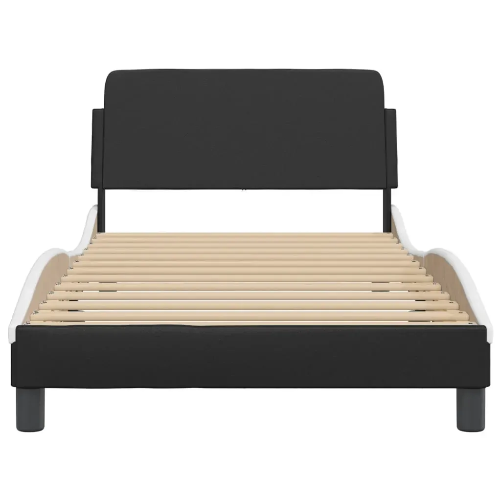 Bed Frame "Dover" Black and White 107x203 cm King Single Faux Leather Price