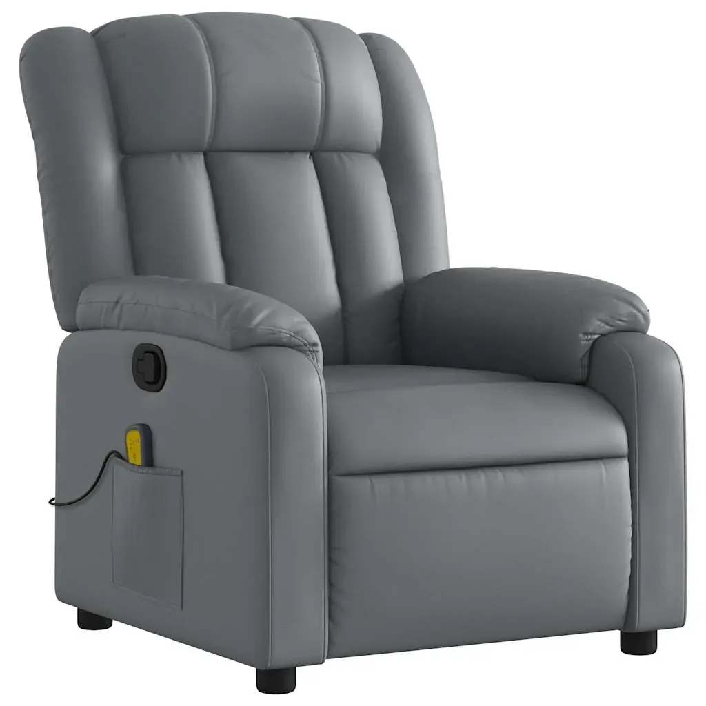 Massage Recliner Chair Grey Faux Leather Price