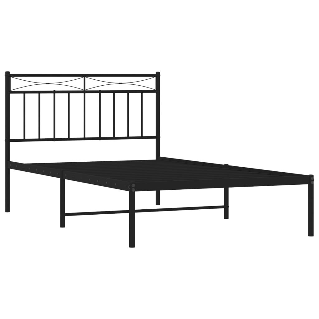 Metal Bed Frame without Mattress with Headboard Black 107x203 cm King Single Price