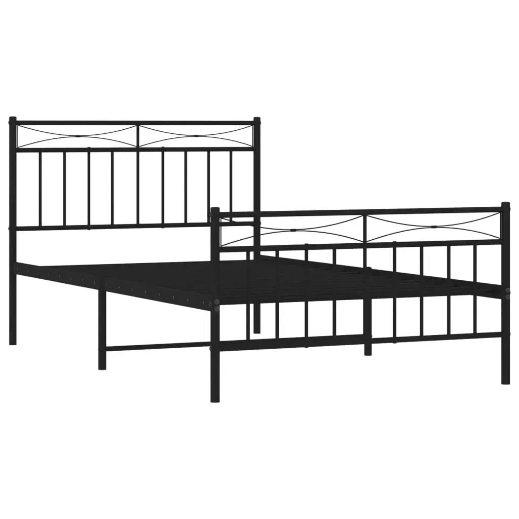 Metal Bed Frame without Mattress with Footboard Black 107x203 cm King Single Price