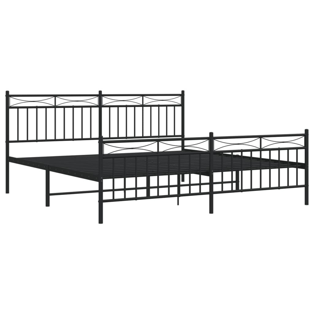Metal Bed Frame without Mattress with Footboard Black 183x203 cm King Price