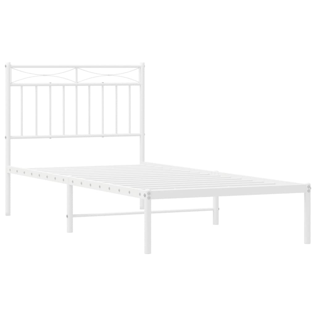 Metal Bed Frame without Mattress with Headboard White 90x190 cm Price