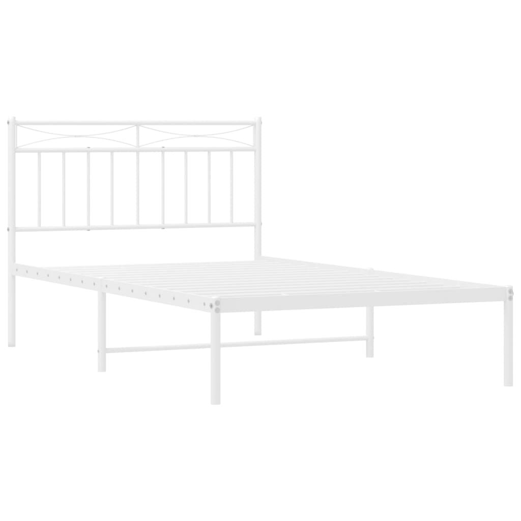 Metal Bed Frame without Mattress with Headboard White 107x203 cm King Single Price