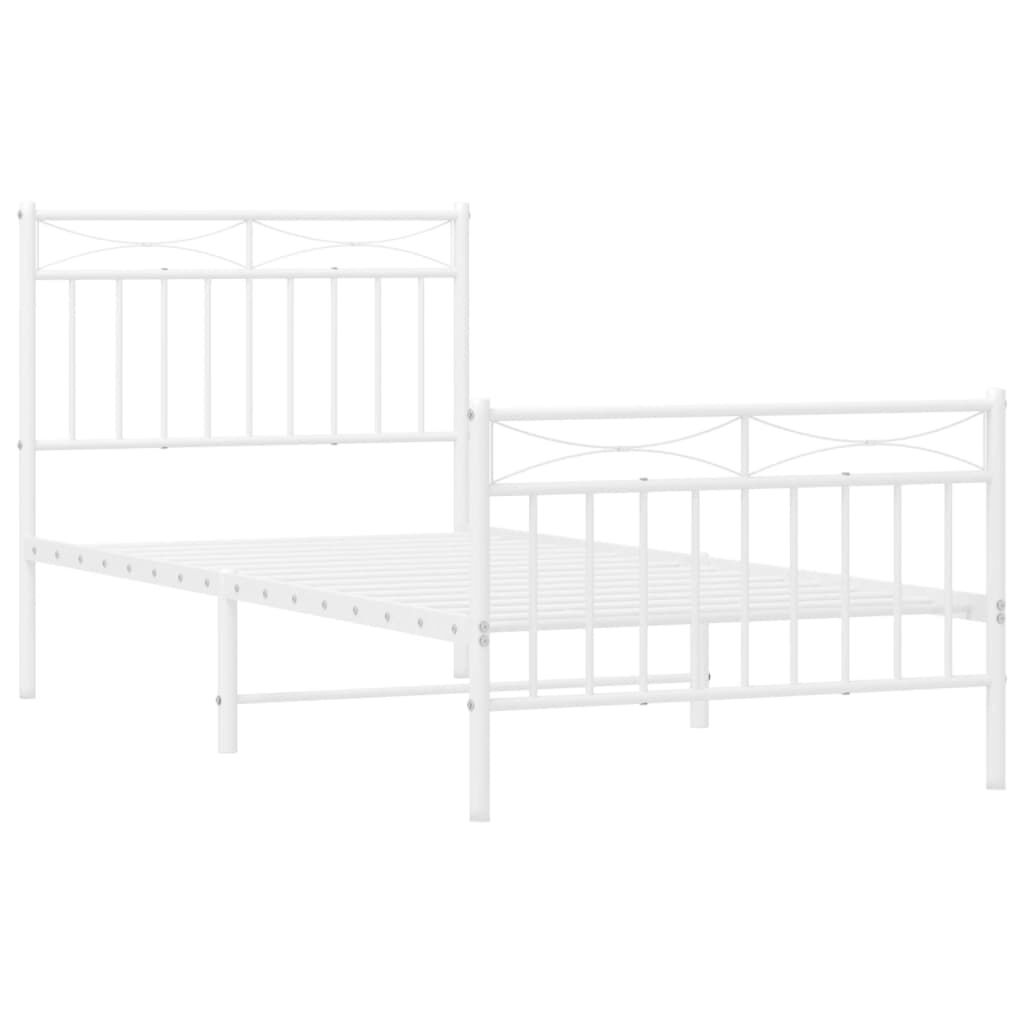 Metal Bed Frame without Mattress with Footboard White 90x190 cm Price