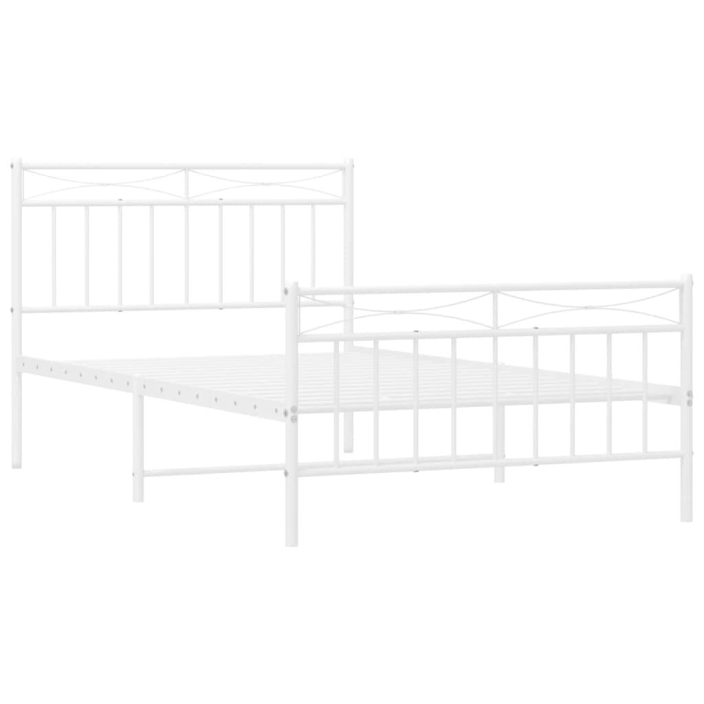 Metal Bed Frame without Mattress with Footboard White 107x203 cm King Single Price