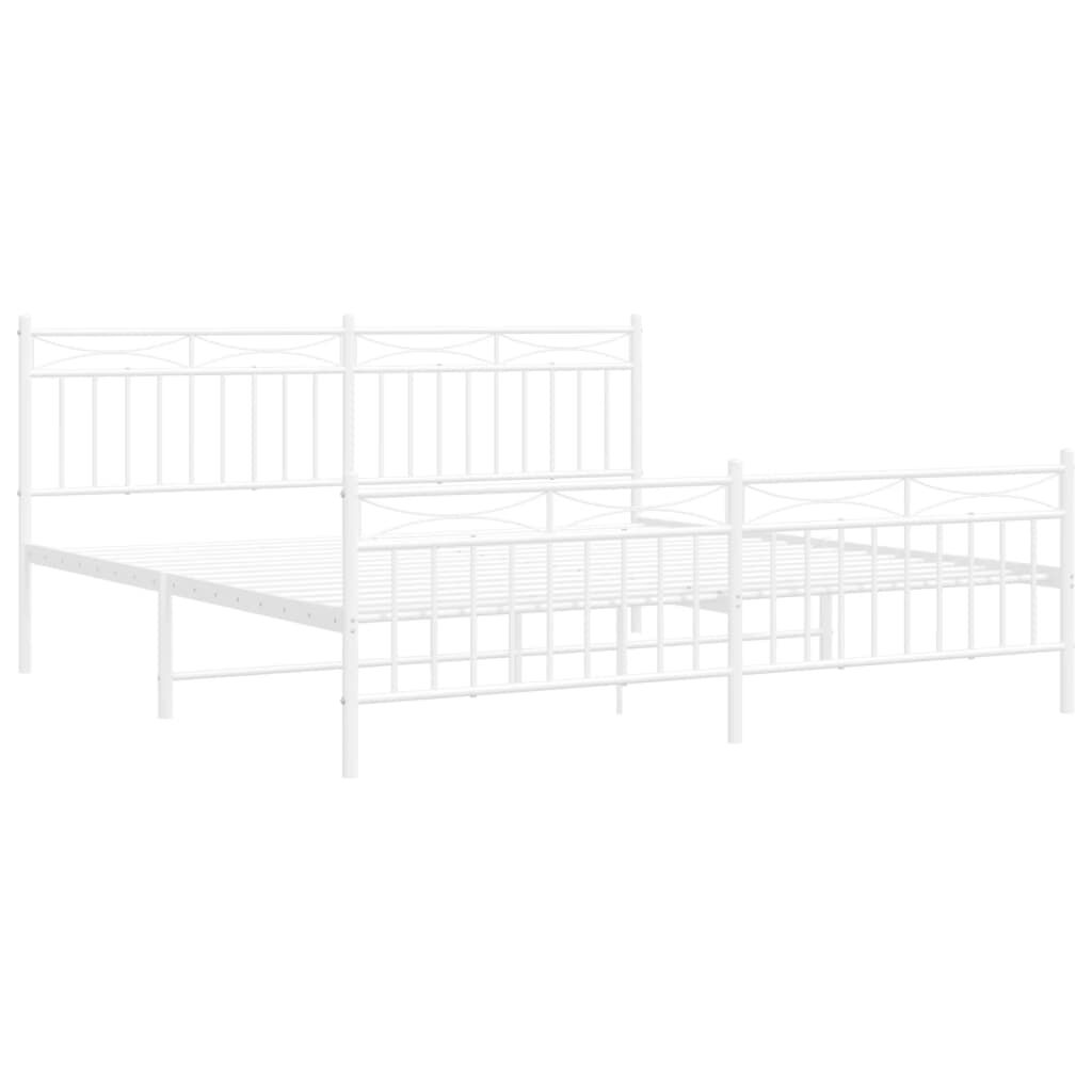 Metal Bed Frame without Mattress with Footboard White 183x203 cm King Price