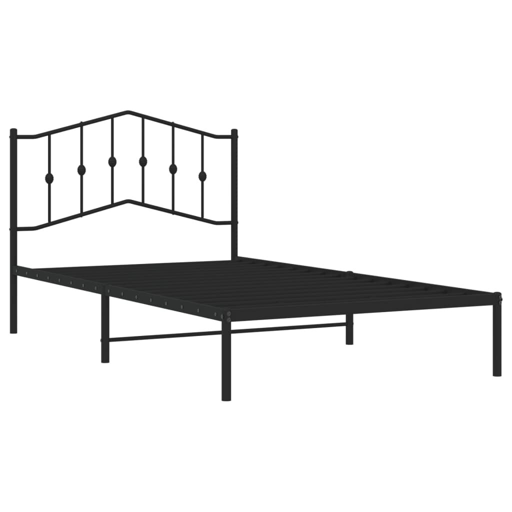 Metal Bed Frame without Mattress with Headboard Black 107x203 cm King Single Price