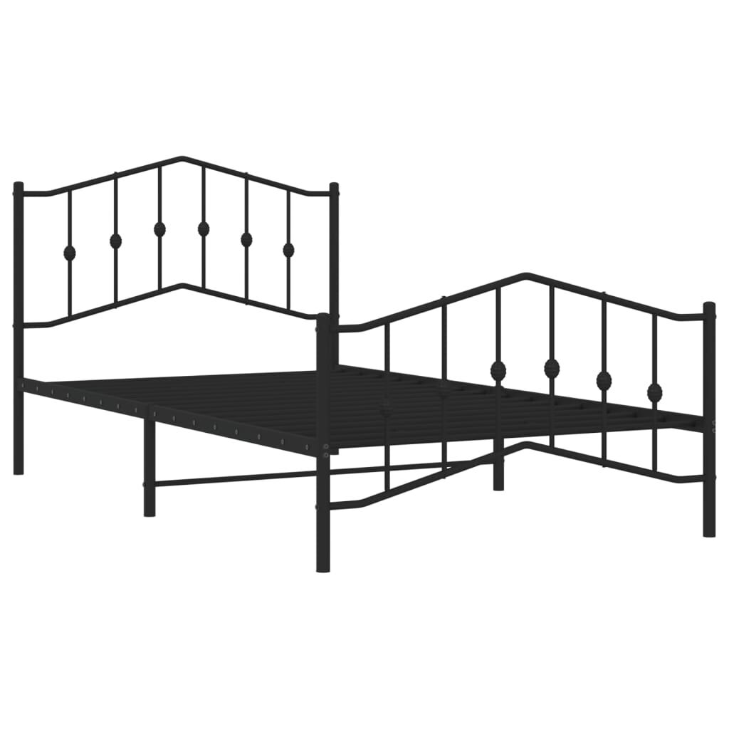 Metal Bed Frame without Mattress with Footboard Black 107x203 cm King Single Price