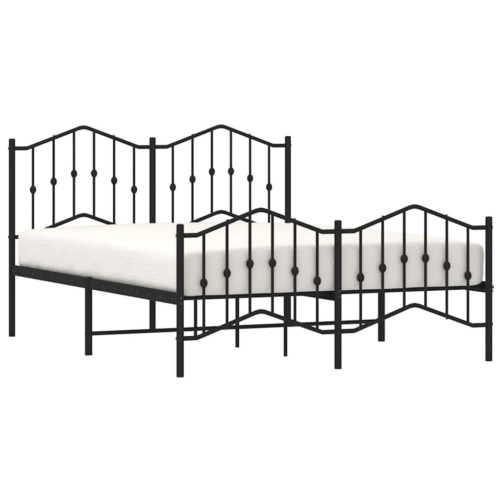Metal Bed Frame without Mattress with Footboard Black 135x190 cm Price