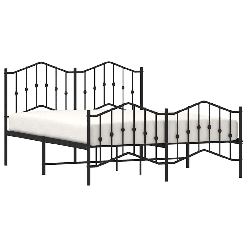 Metal Bed Frame without Mattress with Footboard Black 150x200 cm Price