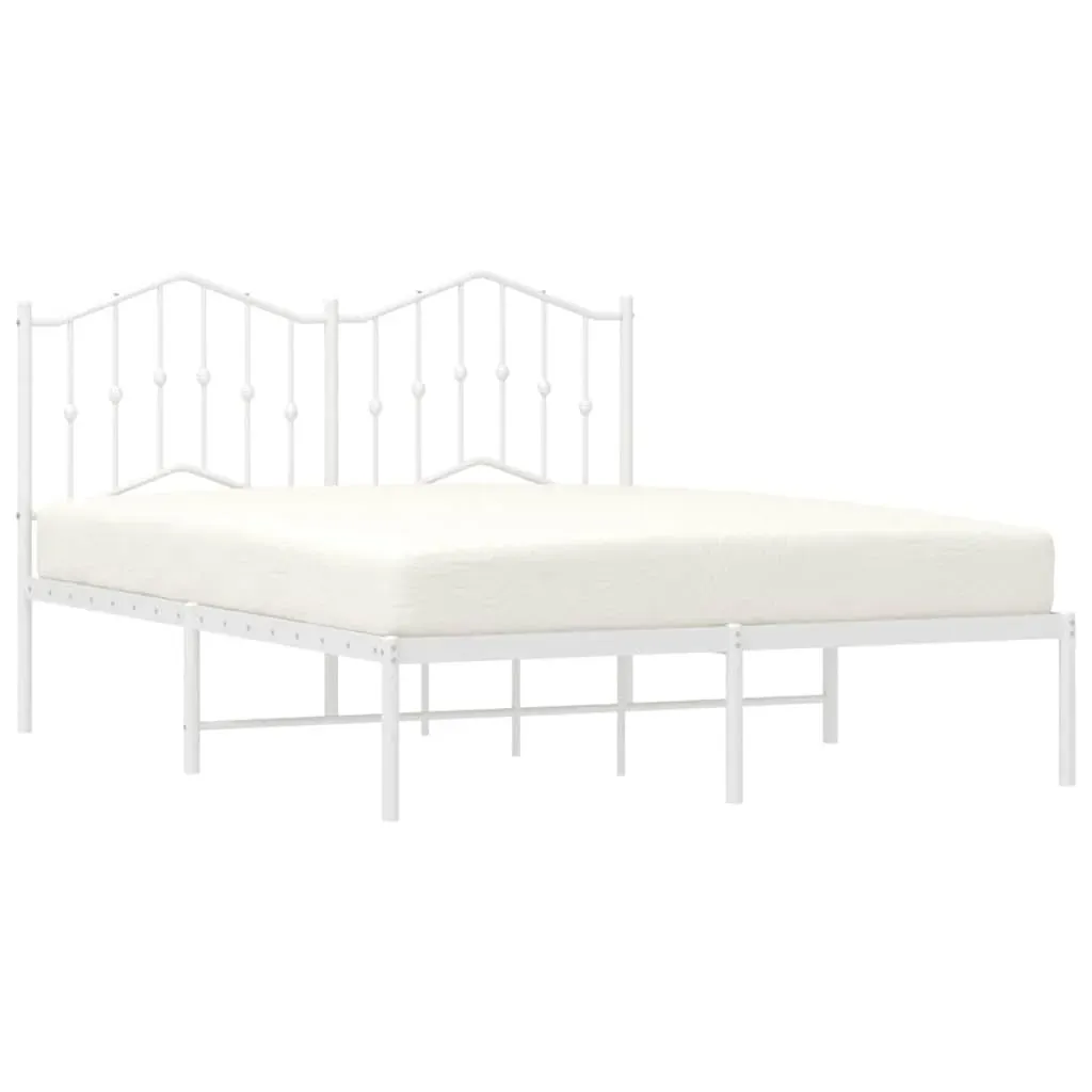 Metal Bed Frame without Mattress with Headboard White 150x200 cm Price