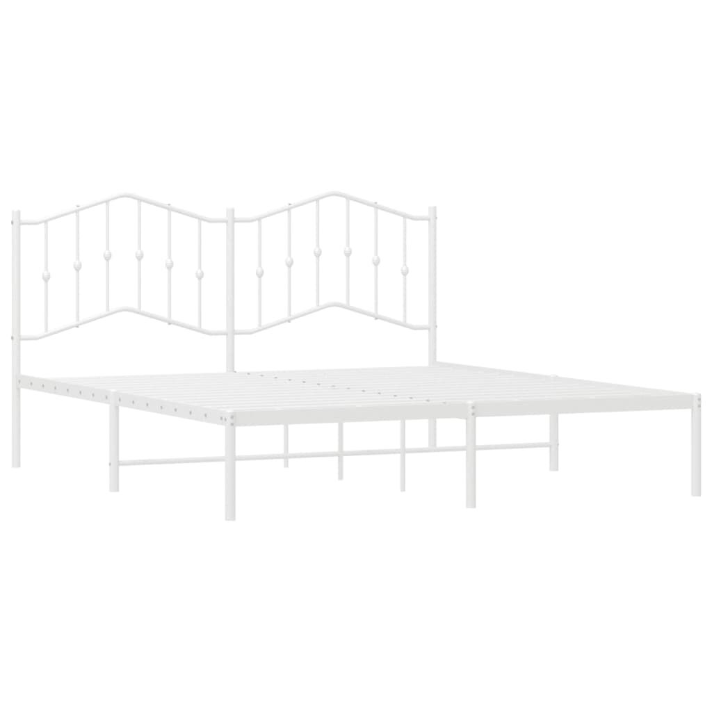 Metal Bed Frame without Mattress with Headboard White 183x203 cm King Price