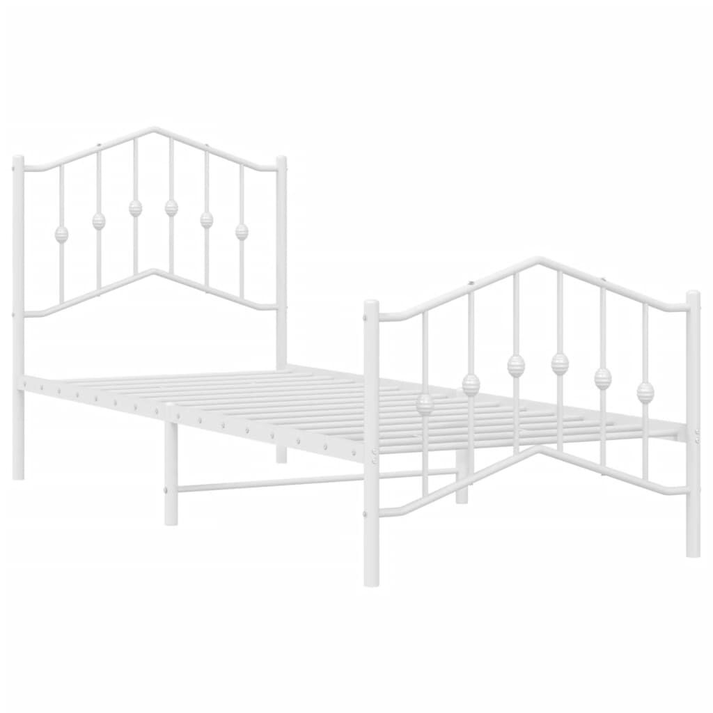 Metal Bed Frame without Mattress with Footboard White 90x190 cm Price