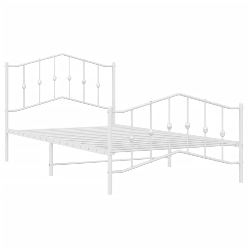 Metal Bed Frame without Mattress with Footboard White 107x203 cm King Single Price