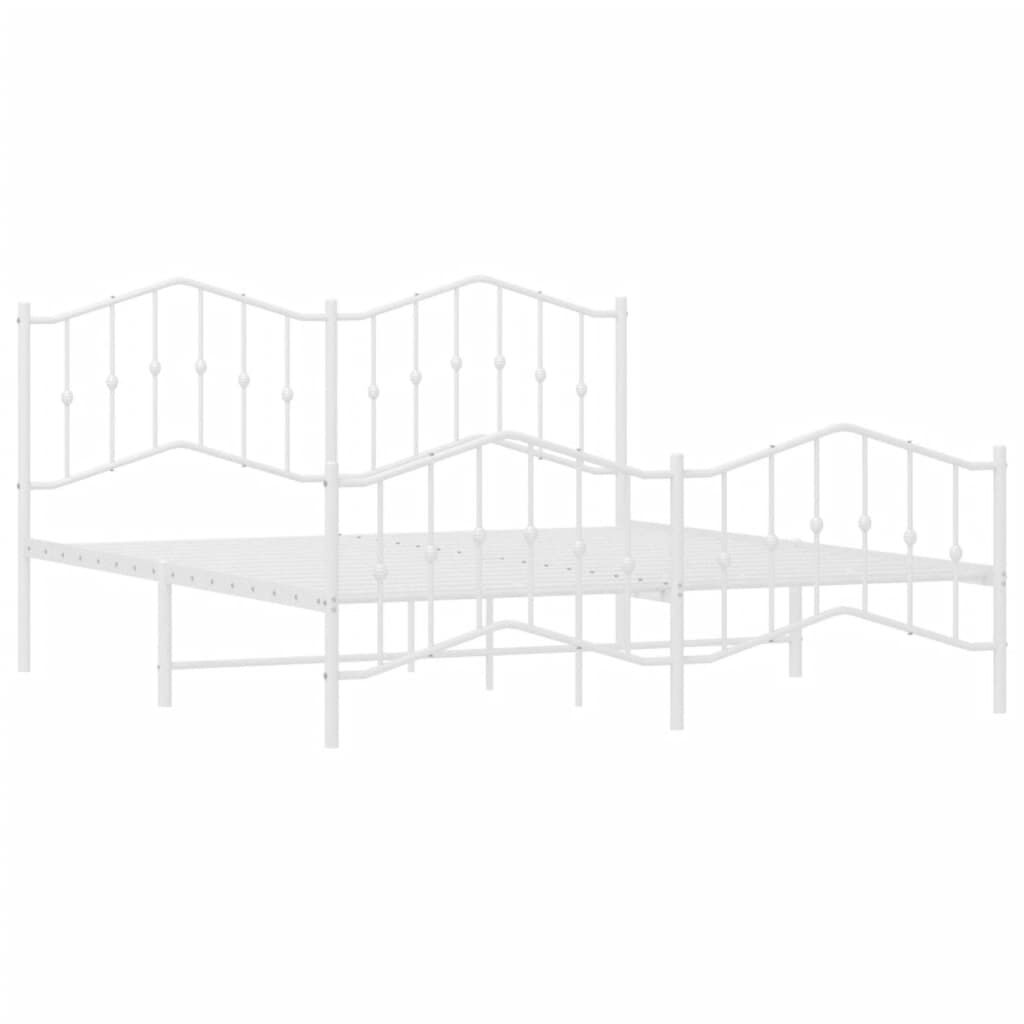 Metal Bed Frame without Mattress with Footboard White 183x203 cm King Price