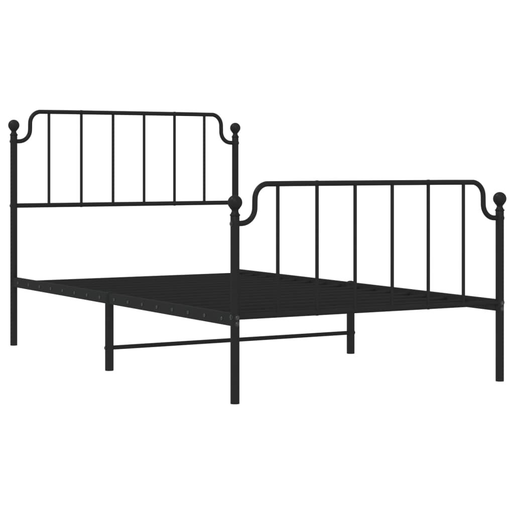 Metal Bed Frame without Mattress with Footboard Black 107x203 cm King Single Price