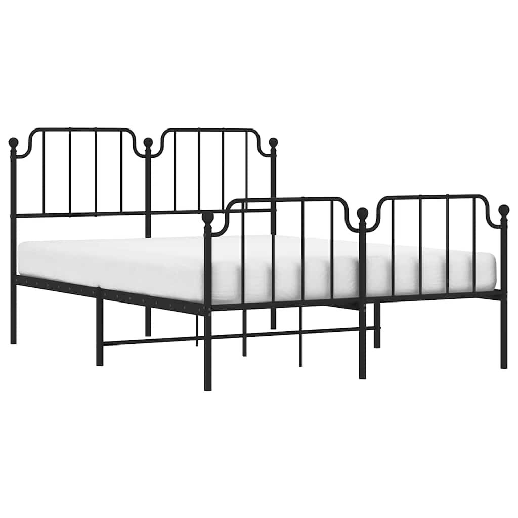 Metal Bed Frame without Mattress with Footboard Black 150x200 cm Price