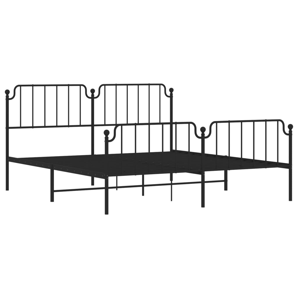 Metal Bed Frame without Mattress with Footboard Black 183x203 cm King Price