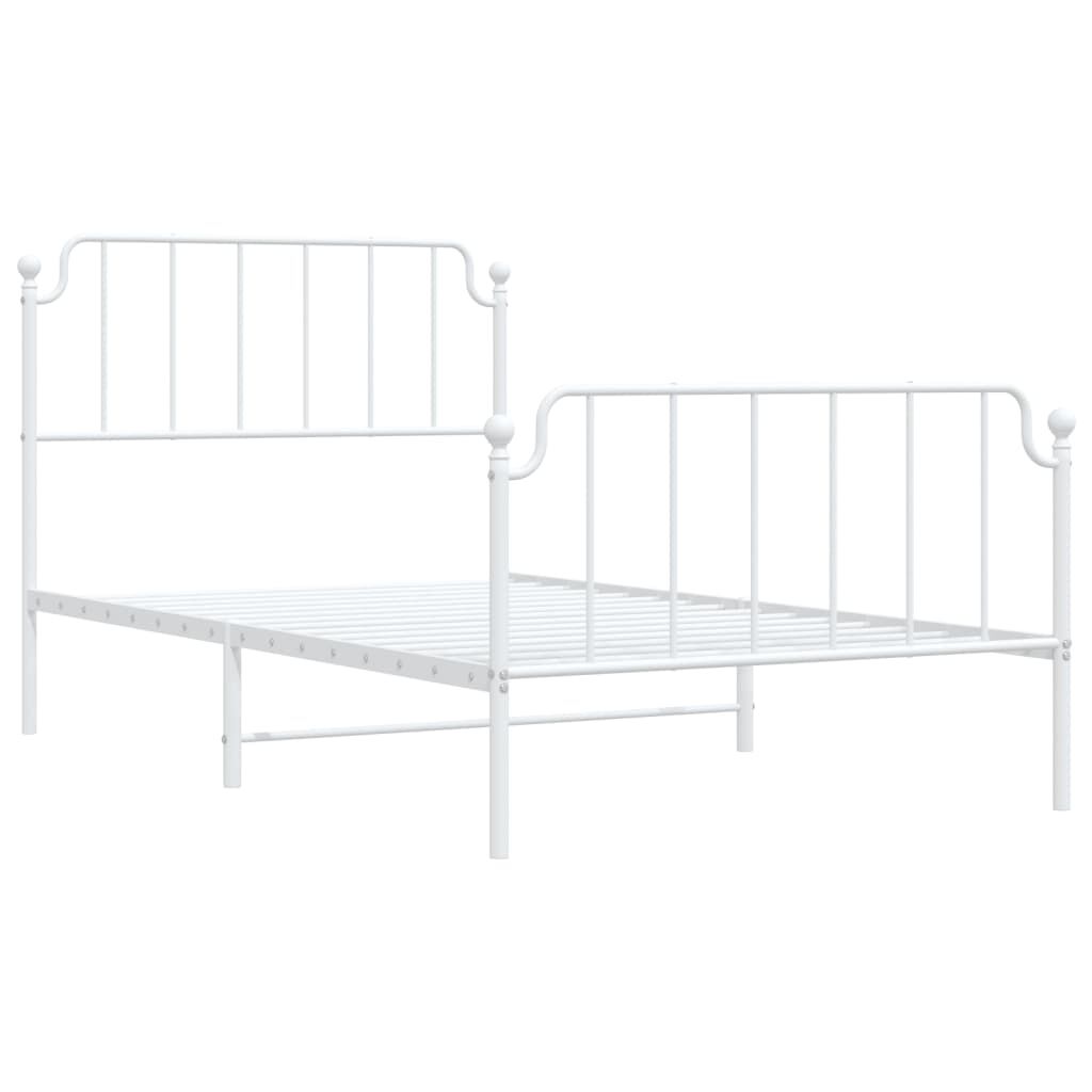 Metal Bed Frame without Mattress with Footboard White 107x203 cm King Single Price