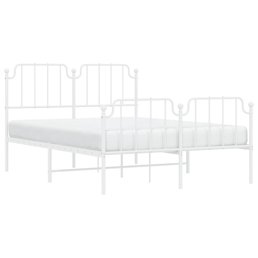 Metal Bed Frame without Mattress with Footboard White 150x200 cm Price