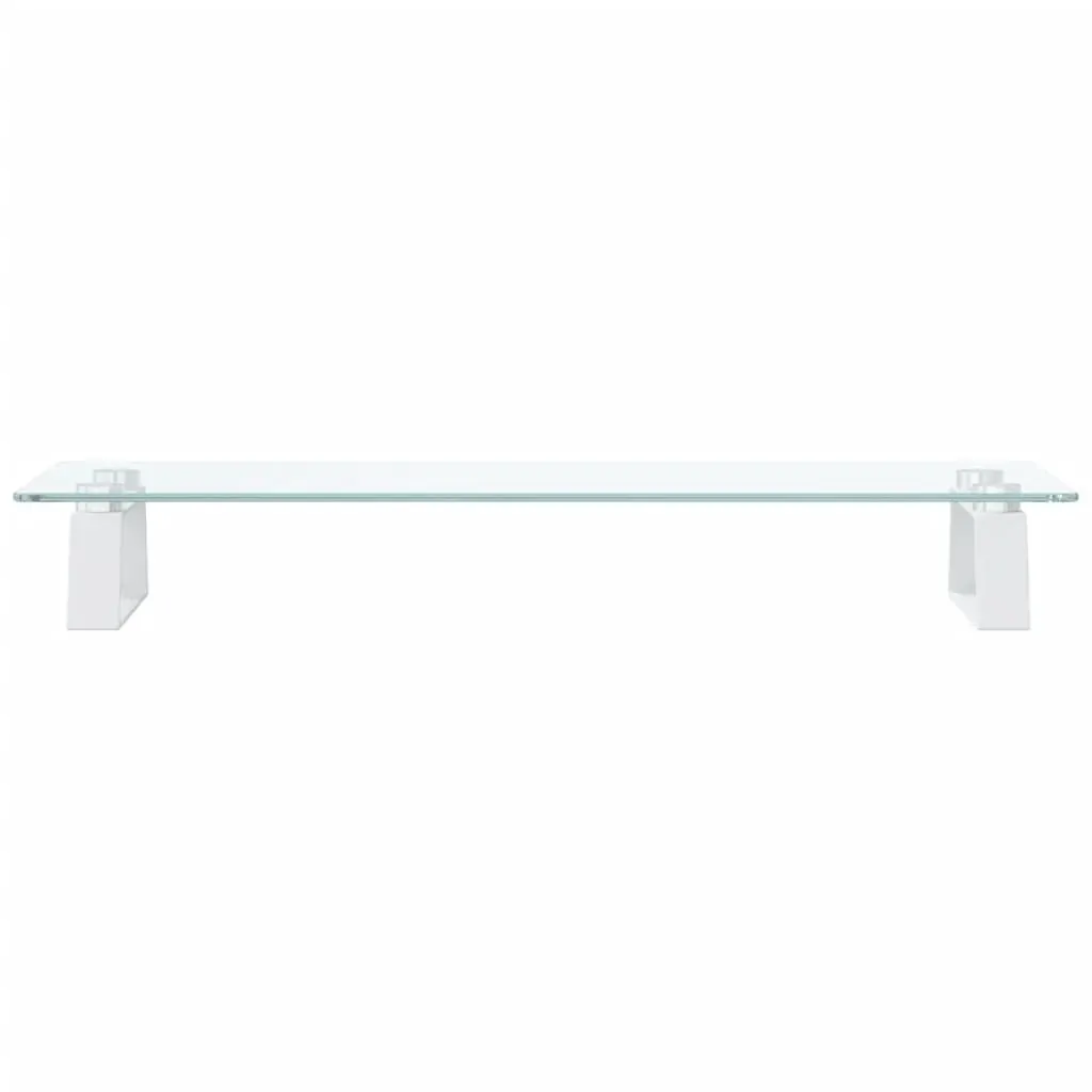 Monitor Stand White 60x20x8 cm Tempered Glass and Metal Price