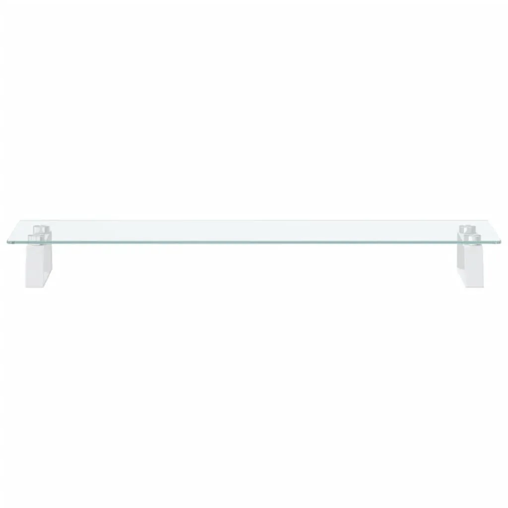 Monitor Stand White 80x20x8 cm Tempered Glass and Metal Price