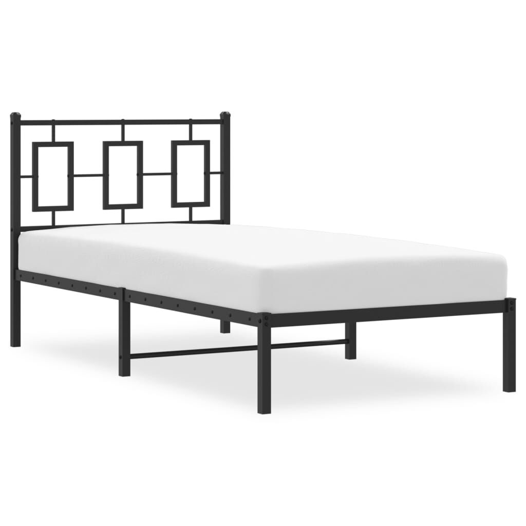 Metal Bed Frame without Mattress with Headboard Black 90x190 cm Price