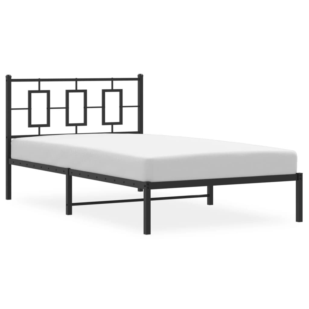 Metal Bed Frame without Mattress with Headboard Black 107x203 cm King Single Price