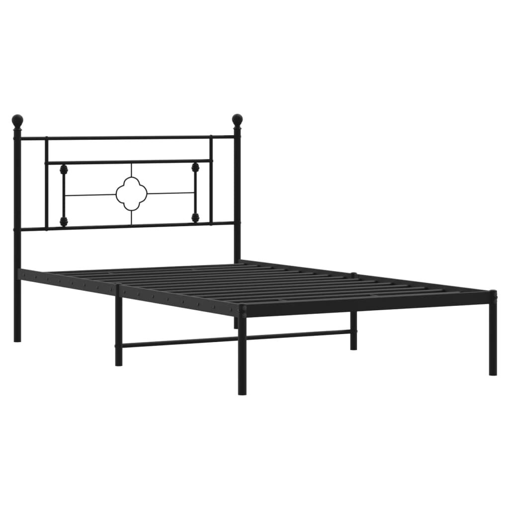 Metal Bed Frame without Mattress with Headboard Black 107x203 cm King Single Price