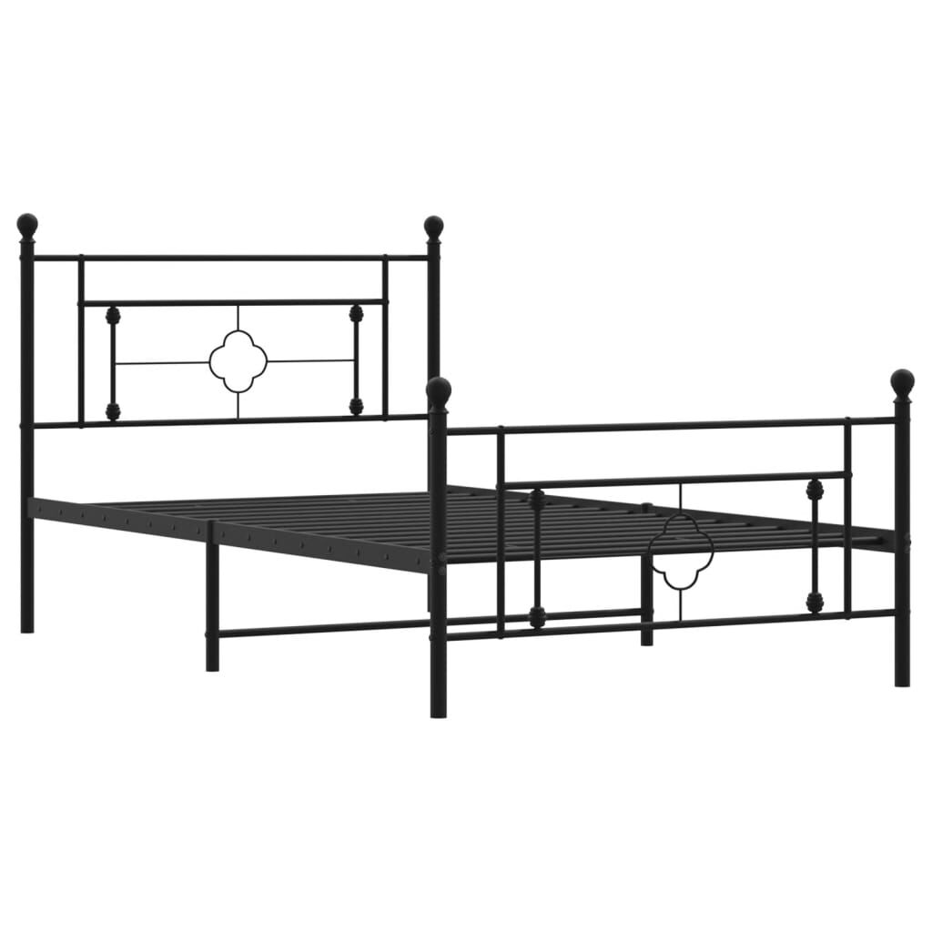Metal Bed Frame without Mattress with Footboard Black 107x203 cm King Single Price