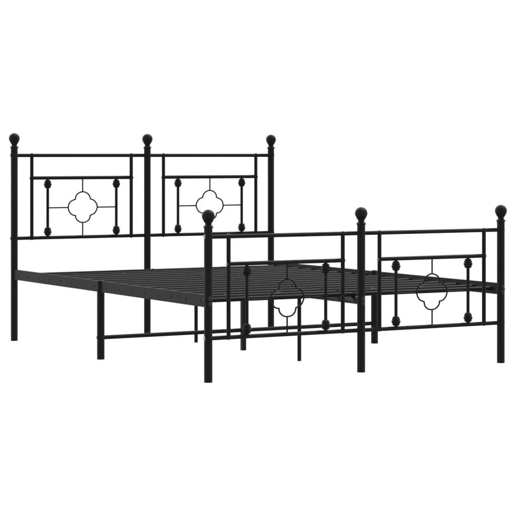 Metal Bed Frame without Mattress with Footboard Black 135x190 cm Price