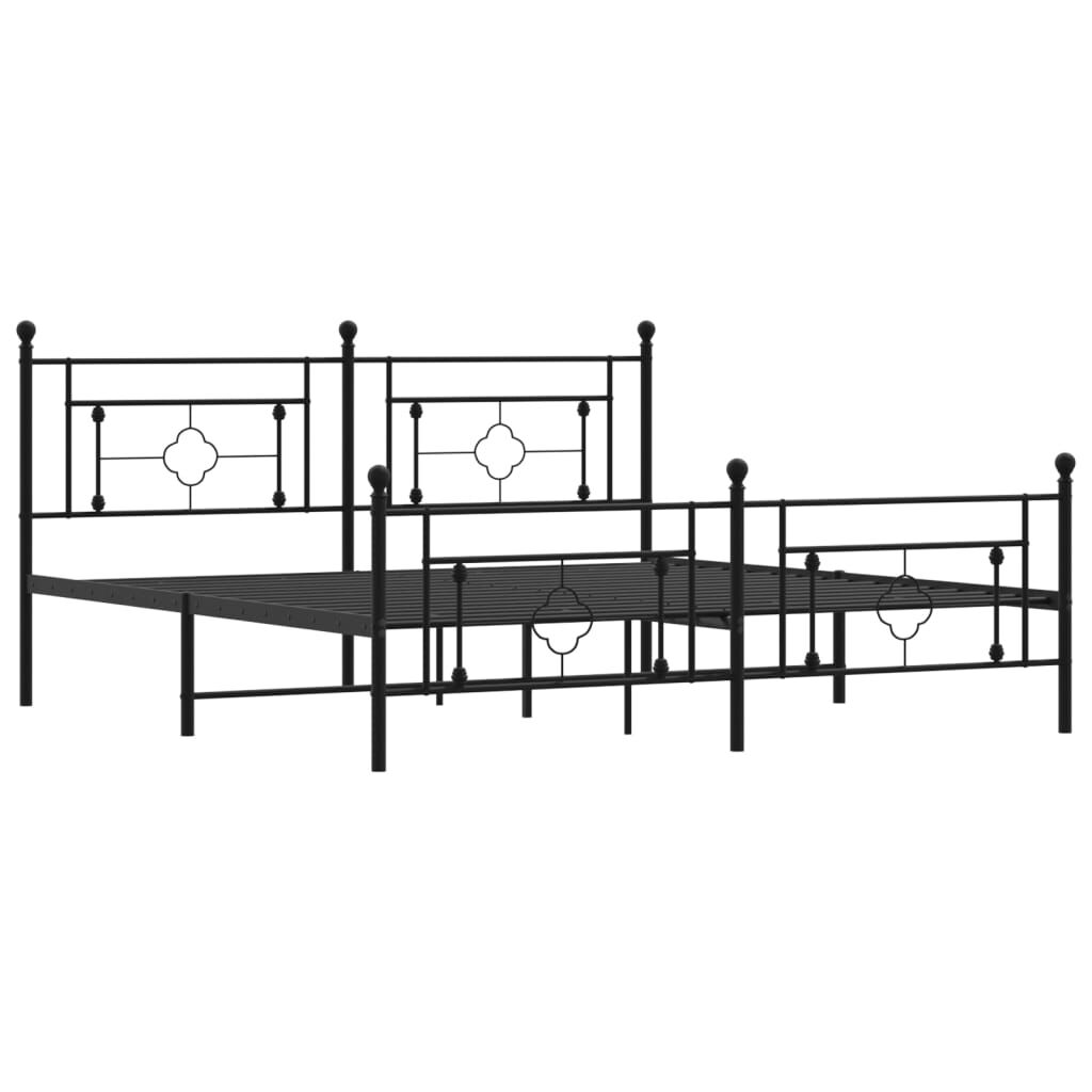 Metal Bed Frame without Mattress with Footboard Black 183x203 cm King Price