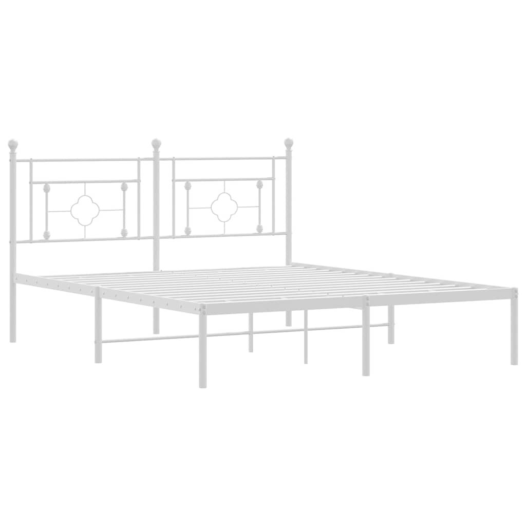 Metal Bed Frame without Mattress with Headboard White 150x200 cm Price