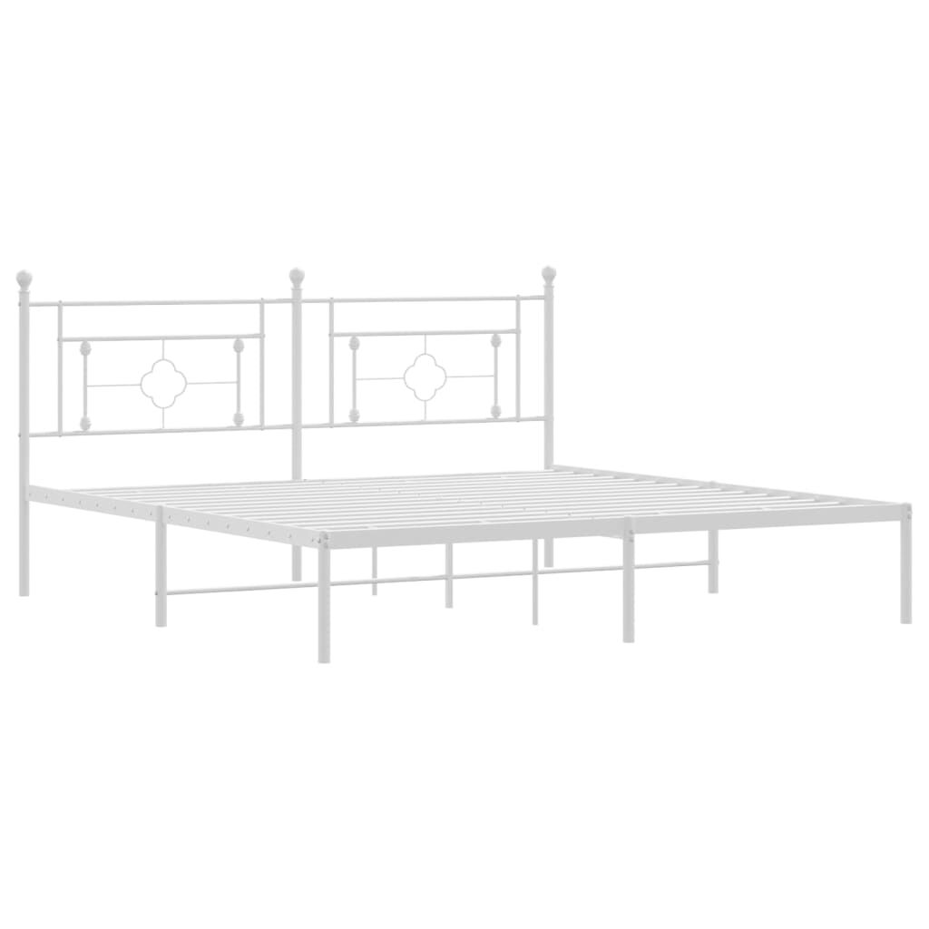 Metal Bed Frame without Mattress with Headboard White 183x203 cm King Price