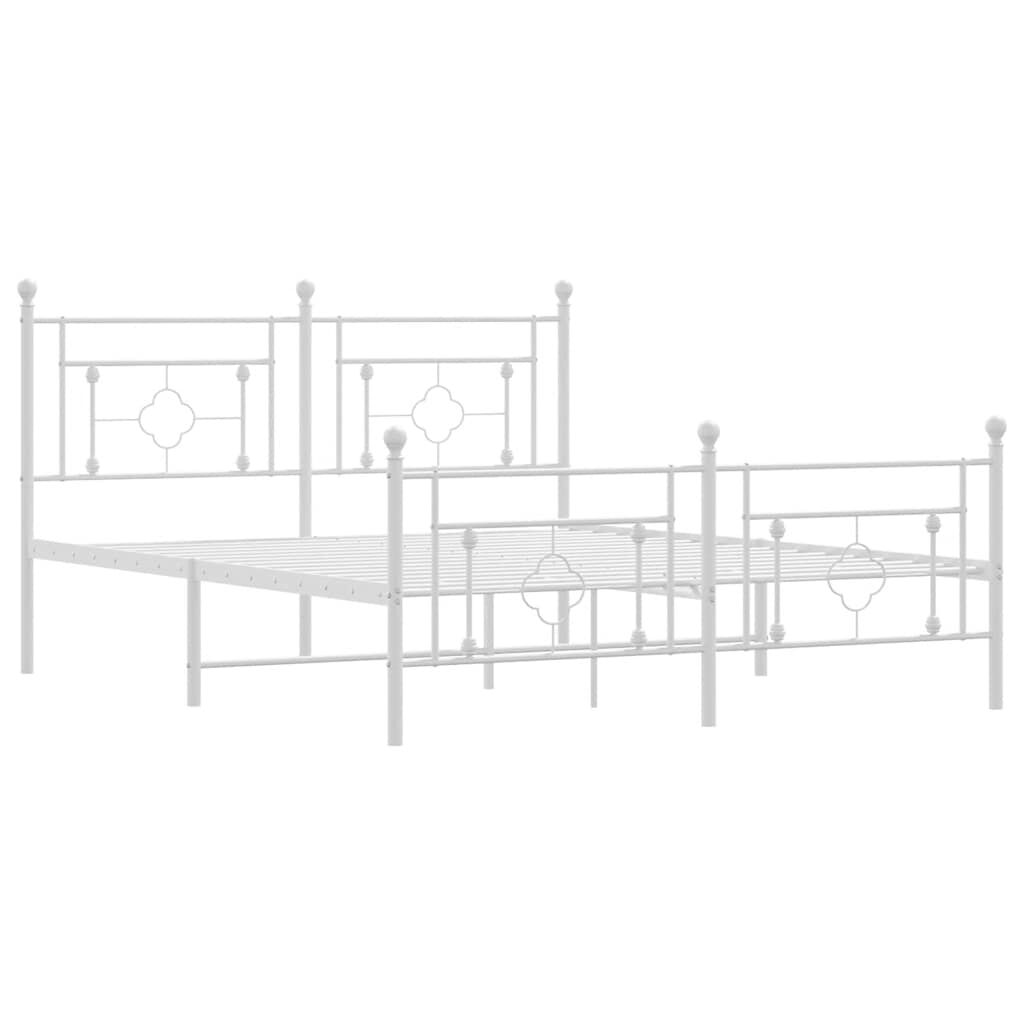 Metal Bed Frame without Mattress with Footboard White 150x200 cm Price