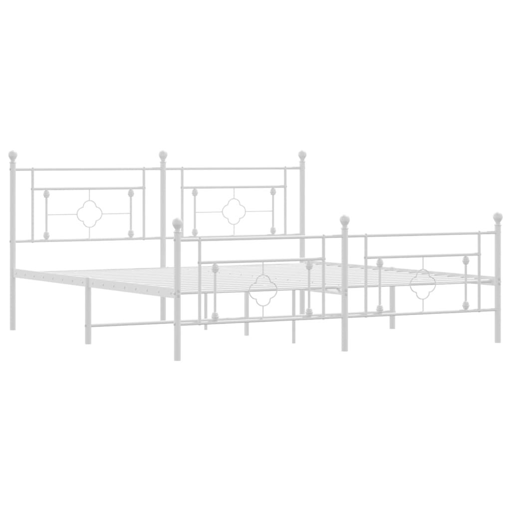 Metal Bed Frame without Mattress with Footboard White 183x203 cm King Price
