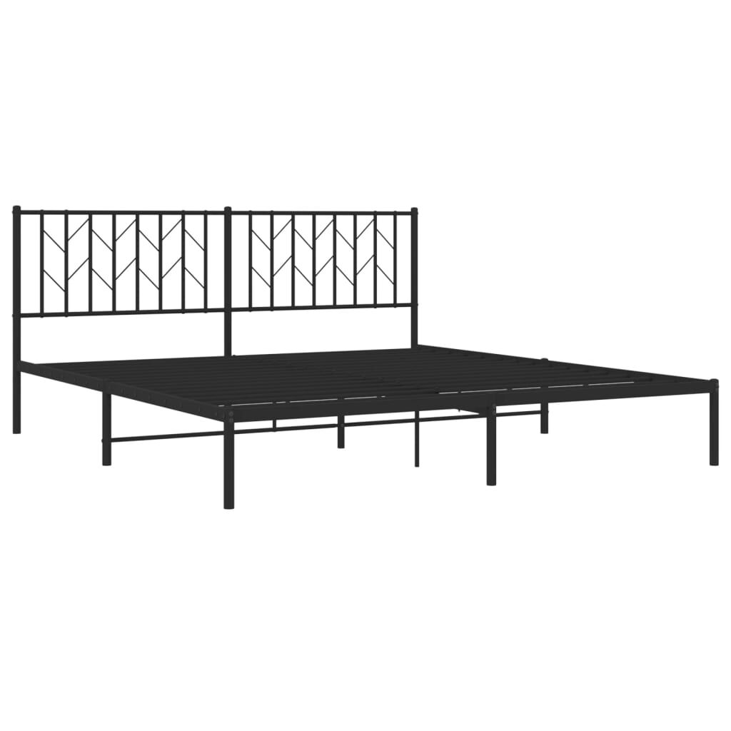 Metal Bed Frame without Mattress with Headboard Black 183x203 cm King Price
