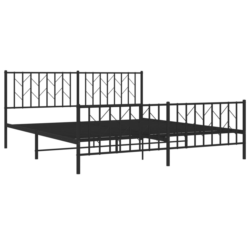 Metal Bed Frame without Mattress with Footboard Black 183x203 cm King Price