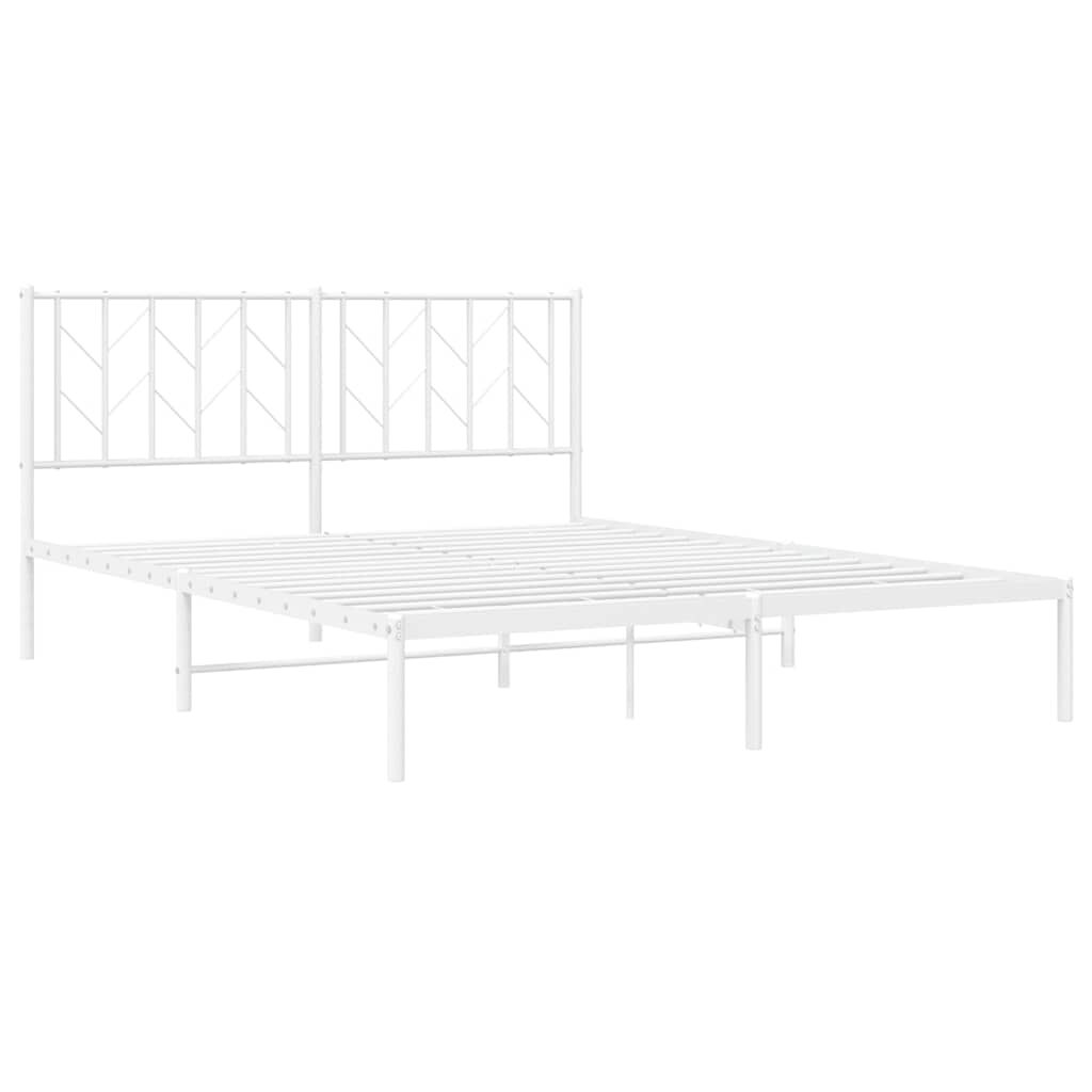Metal Bed Frame without Mattress with Headboard White 150x200 cm Price