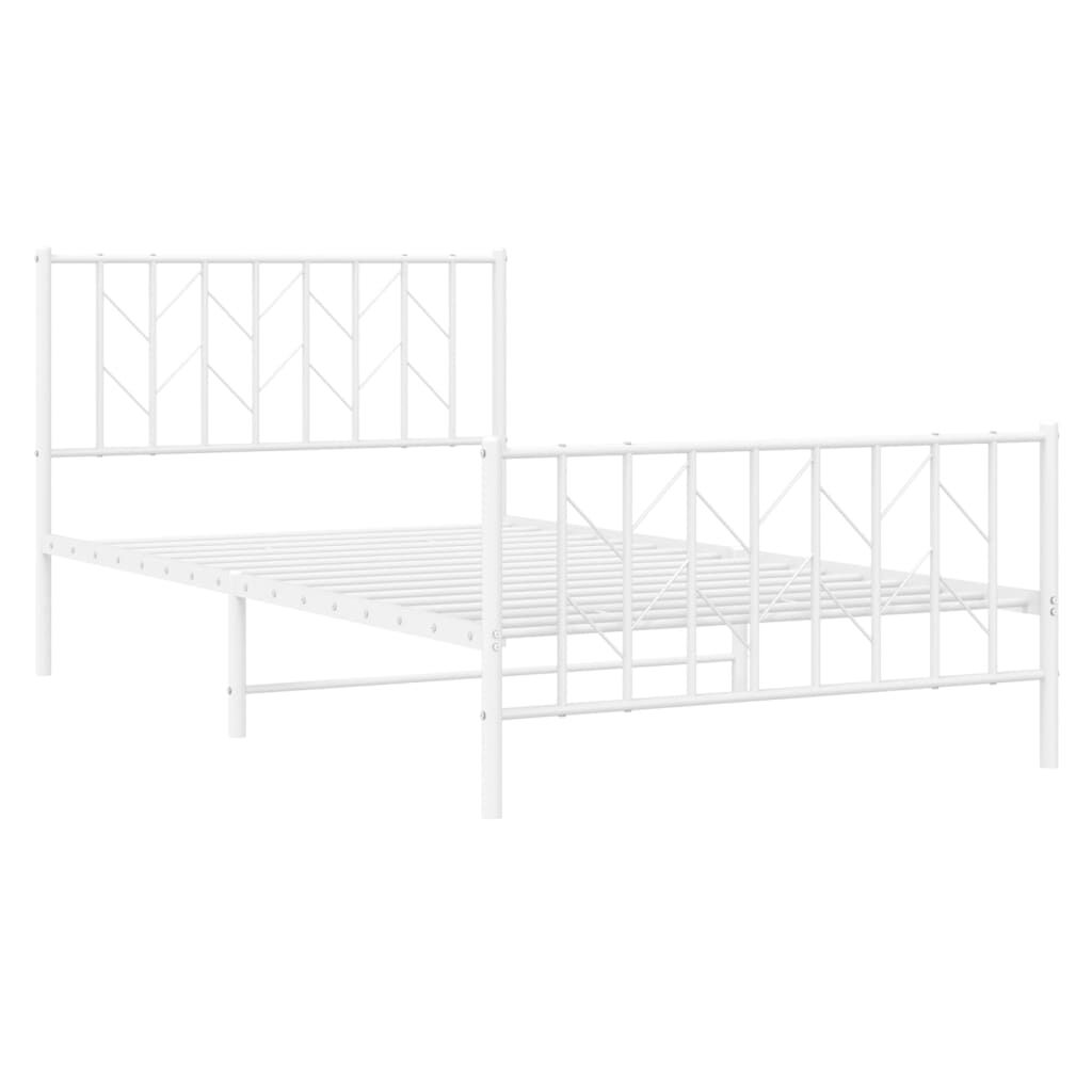 Metal Bed Frame without Mattress with Footboard White 107x203 cm King Single Price